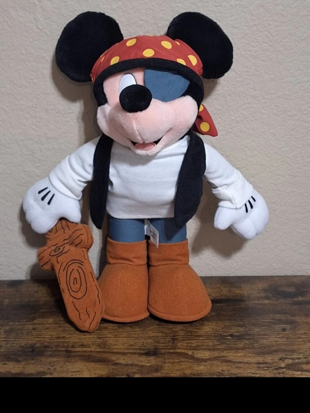 Cute Rare Vintage Walt Disney World 13" Mickey Mouse Pirate Stuffed Animal Plush